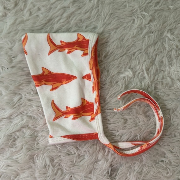 Kate Quinn Orange Sharks Long Sleeved Jumpsuit size 0-3 Months - Picture 4 of 4